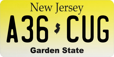 NJ license plate A36CUG