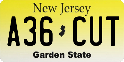 NJ license plate A36CUT