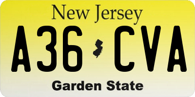NJ license plate A36CVA