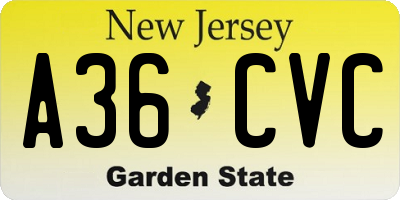 NJ license plate A36CVC
