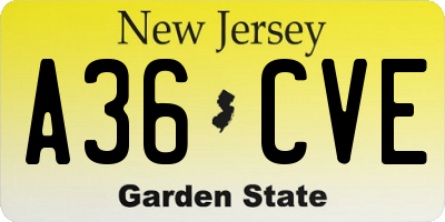 NJ license plate A36CVE