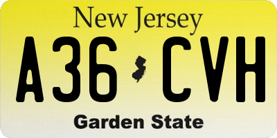 NJ license plate A36CVH