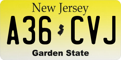 NJ license plate A36CVJ