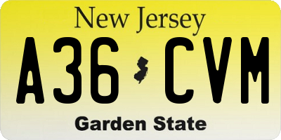 NJ license plate A36CVM