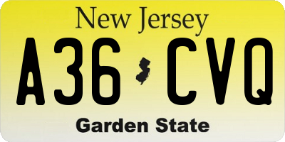 NJ license plate A36CVQ
