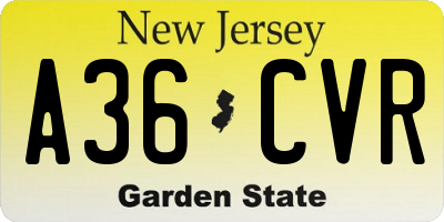 NJ license plate A36CVR