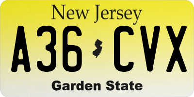 NJ license plate A36CVX