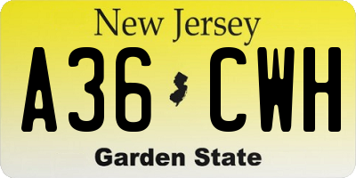 NJ license plate A36CWH