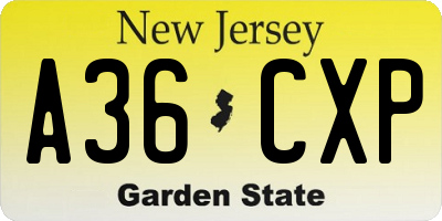NJ license plate A36CXP