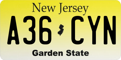 NJ license plate A36CYN