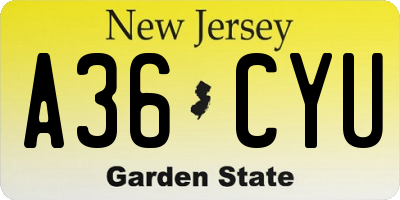 NJ license plate A36CYU