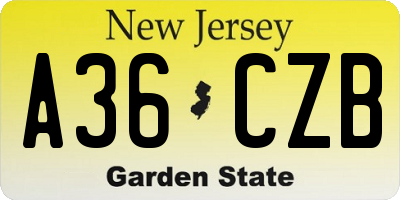 NJ license plate A36CZB