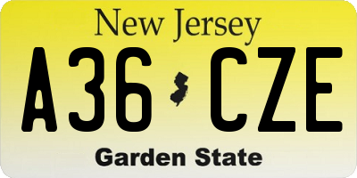 NJ license plate A36CZE