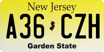 NJ license plate A36CZH