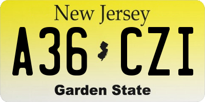 NJ license plate A36CZI