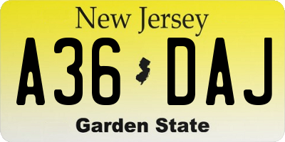 NJ license plate A36DAJ