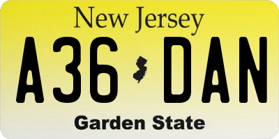 NJ license plate A36DAN