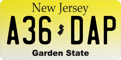 NJ license plate A36DAP