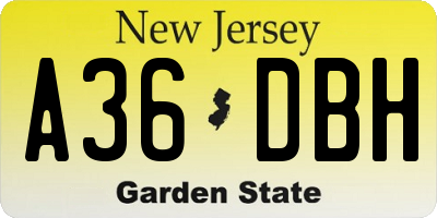 NJ license plate A36DBH