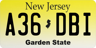 NJ license plate A36DBI