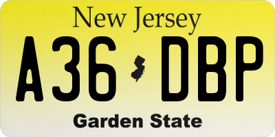 NJ license plate A36DBP