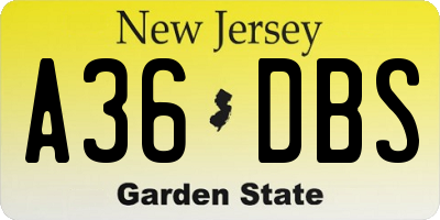 NJ license plate A36DBS