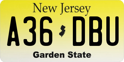 NJ license plate A36DBU