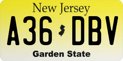 NJ license plate A36DBV