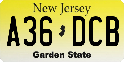 NJ license plate A36DCB