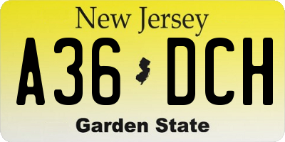 NJ license plate A36DCH