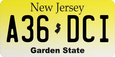 NJ license plate A36DCI
