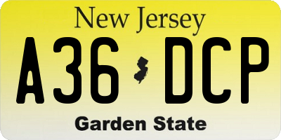 NJ license plate A36DCP