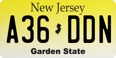 NJ license plate A36DDN