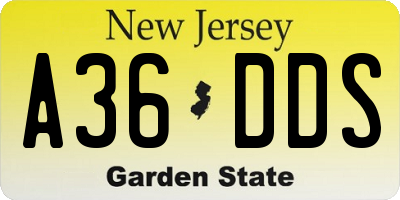 NJ license plate A36DDS