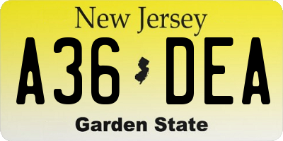 NJ license plate A36DEA