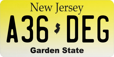 NJ license plate A36DEG