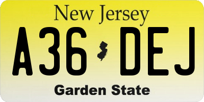 NJ license plate A36DEJ