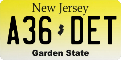 NJ license plate A36DET