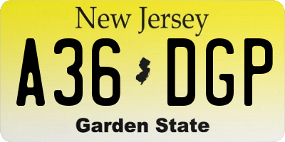 NJ license plate A36DGP