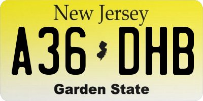 NJ license plate A36DHB