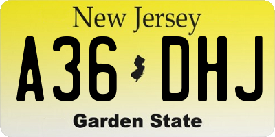 NJ license plate A36DHJ