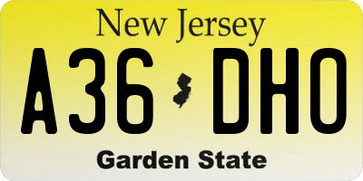 NJ license plate A36DHO