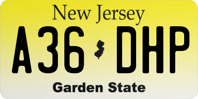 NJ license plate A36DHP