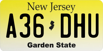 NJ license plate A36DHU