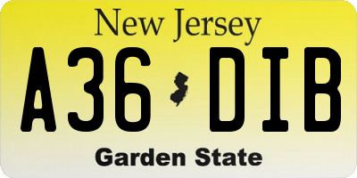 NJ license plate A36DIB