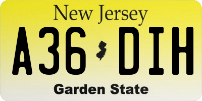 NJ license plate A36DIH