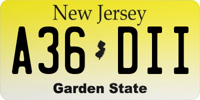NJ license plate A36DII