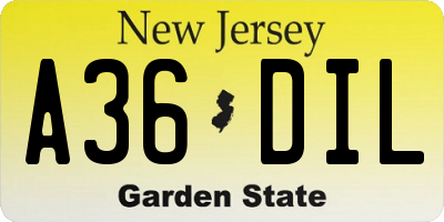NJ license plate A36DIL
