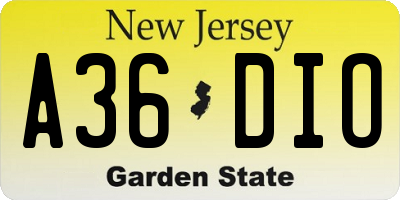 NJ license plate A36DIO