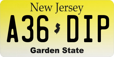 NJ license plate A36DIP